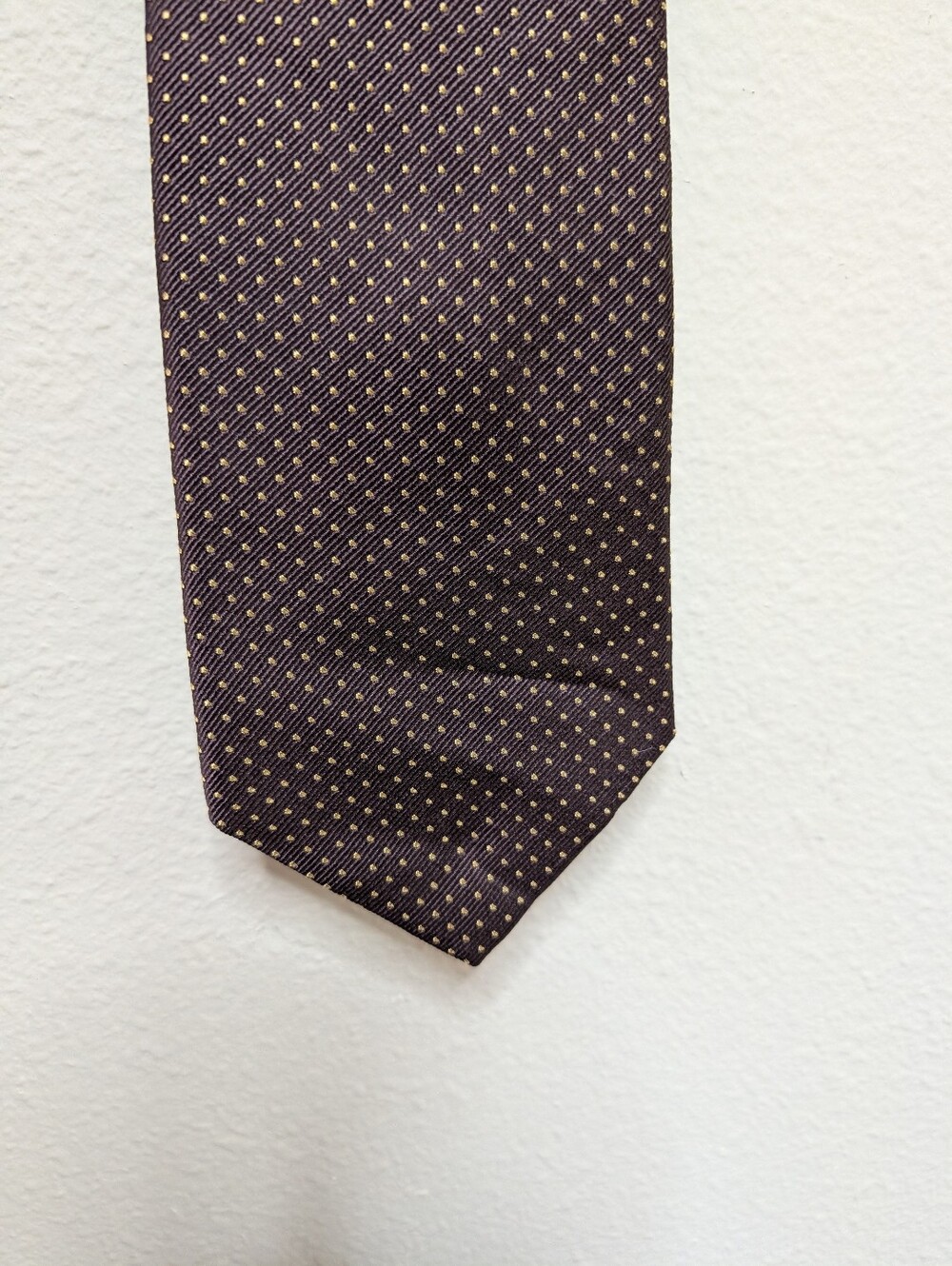 George All Silk Necktie Brown Gold Polka Dot Dress Tie